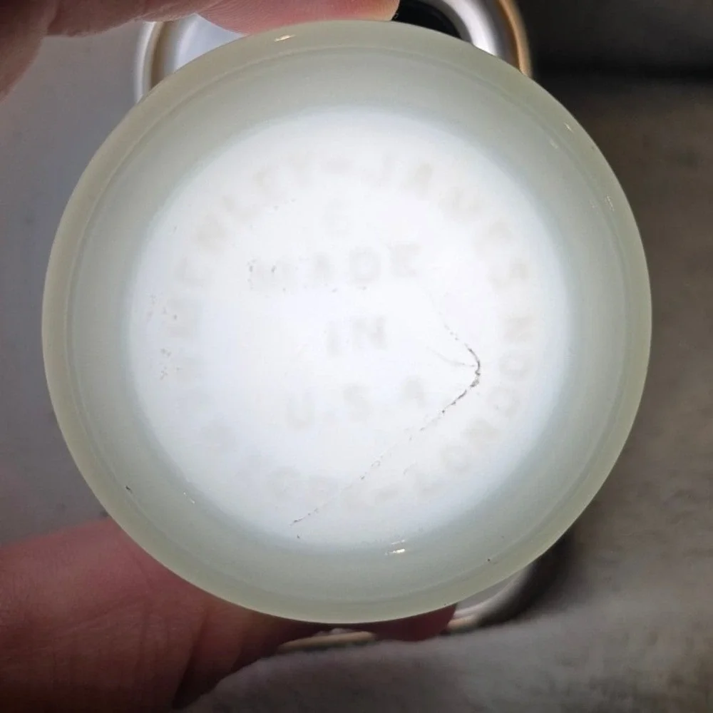 Vintage Menley-James Milk Glass Cosmetic Jar Made in USA White Vanity Pot